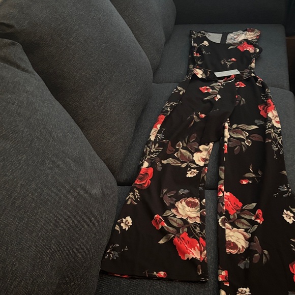 J for Justify Pants - J for Justify Black Floral Jumpsuit